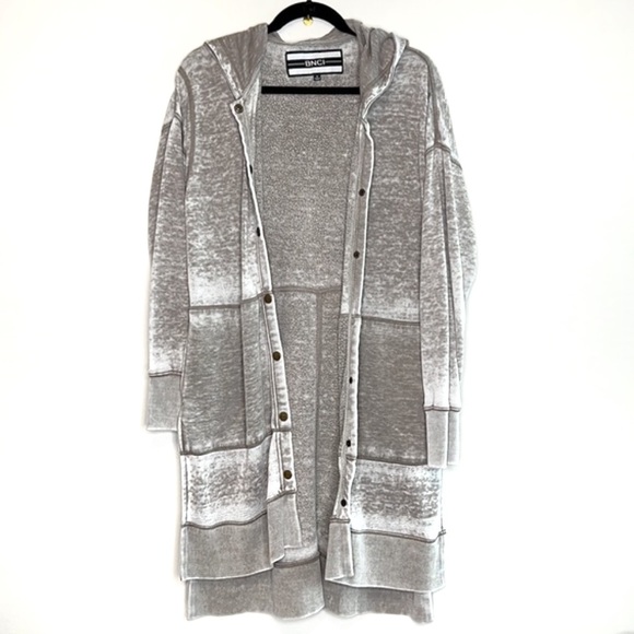 BNCI Sweaters - BNCI long sweatshirt style burnout hooded snap front cardigan sz S